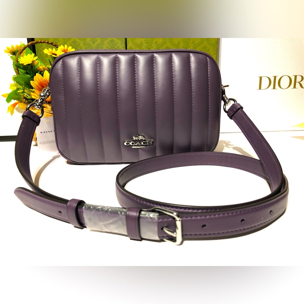 🆕️🌺COACH🌺 NWT!$428 Jes Crossbody W/ Linear Quilting Leather Purple BAG